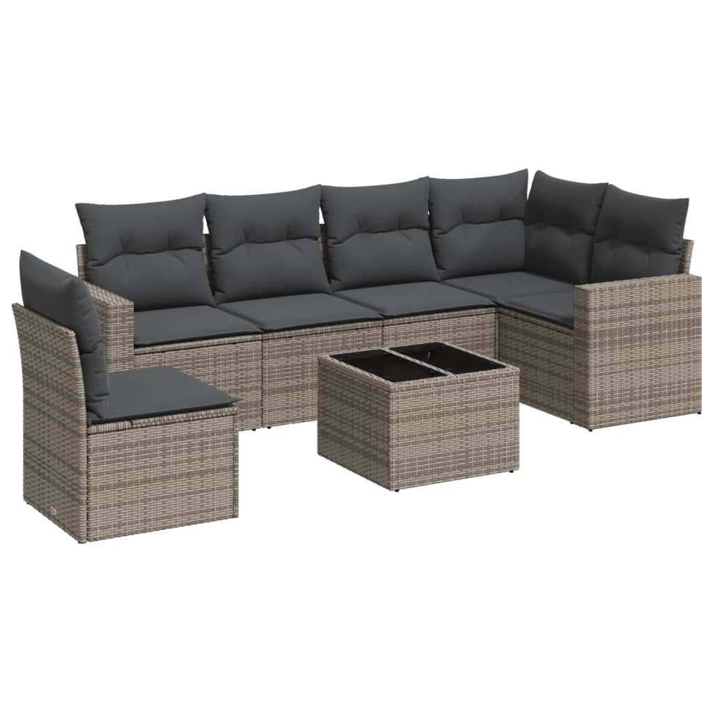 6-delige Loungeset met kussens poly rattan