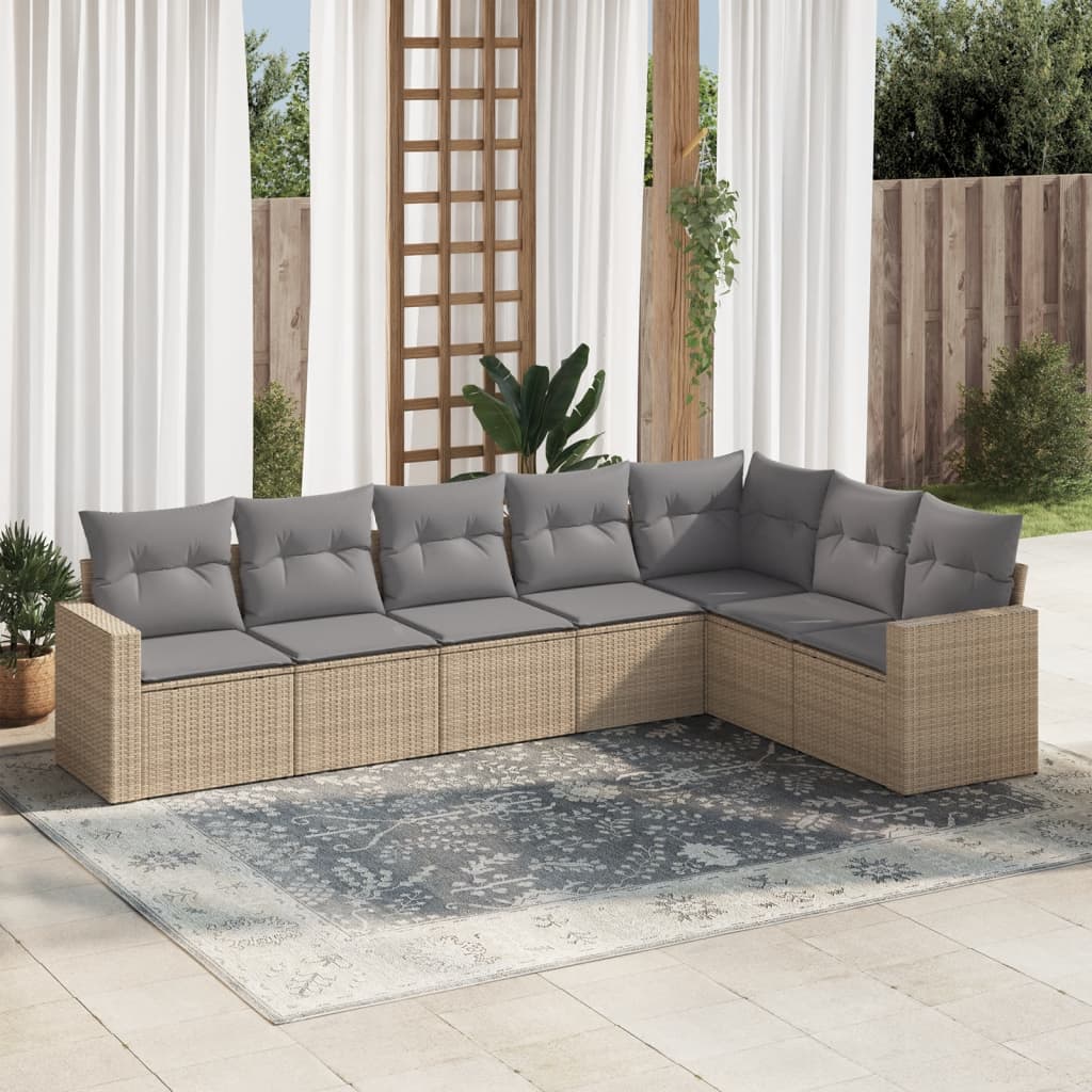 8-delige Loungeset met kussens poly rattan