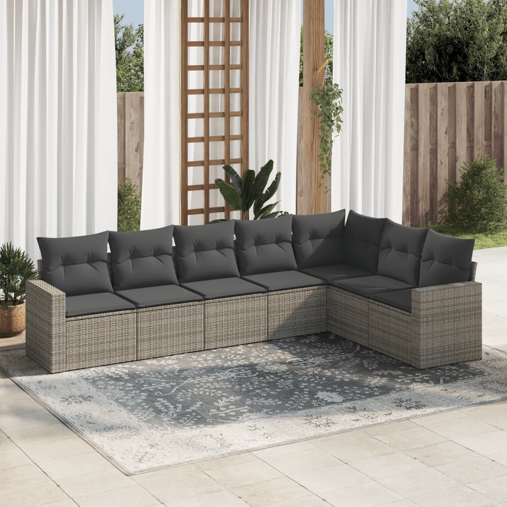 8-delige Loungeset met kussens poly rattan