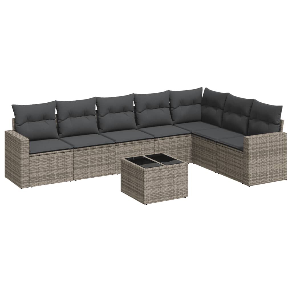 8-delige Loungeset met kussens poly rattan