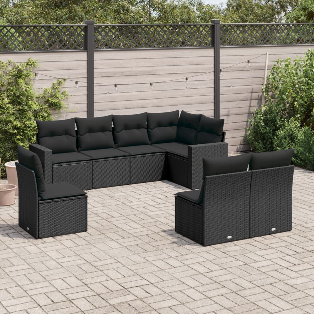 9-delige Loungeset met kussens poly rattan