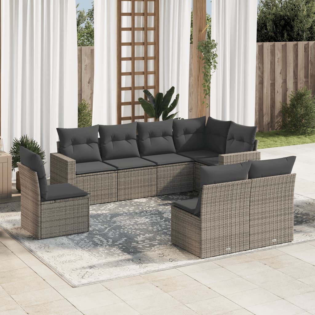 9-delige Loungeset met kussens poly rattan