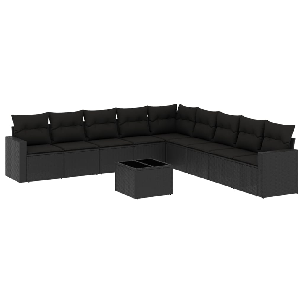 10-delige Loungeset met kussens poly rattan