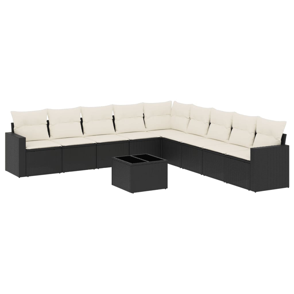 10-delige Loungeset met kussens poly rattan