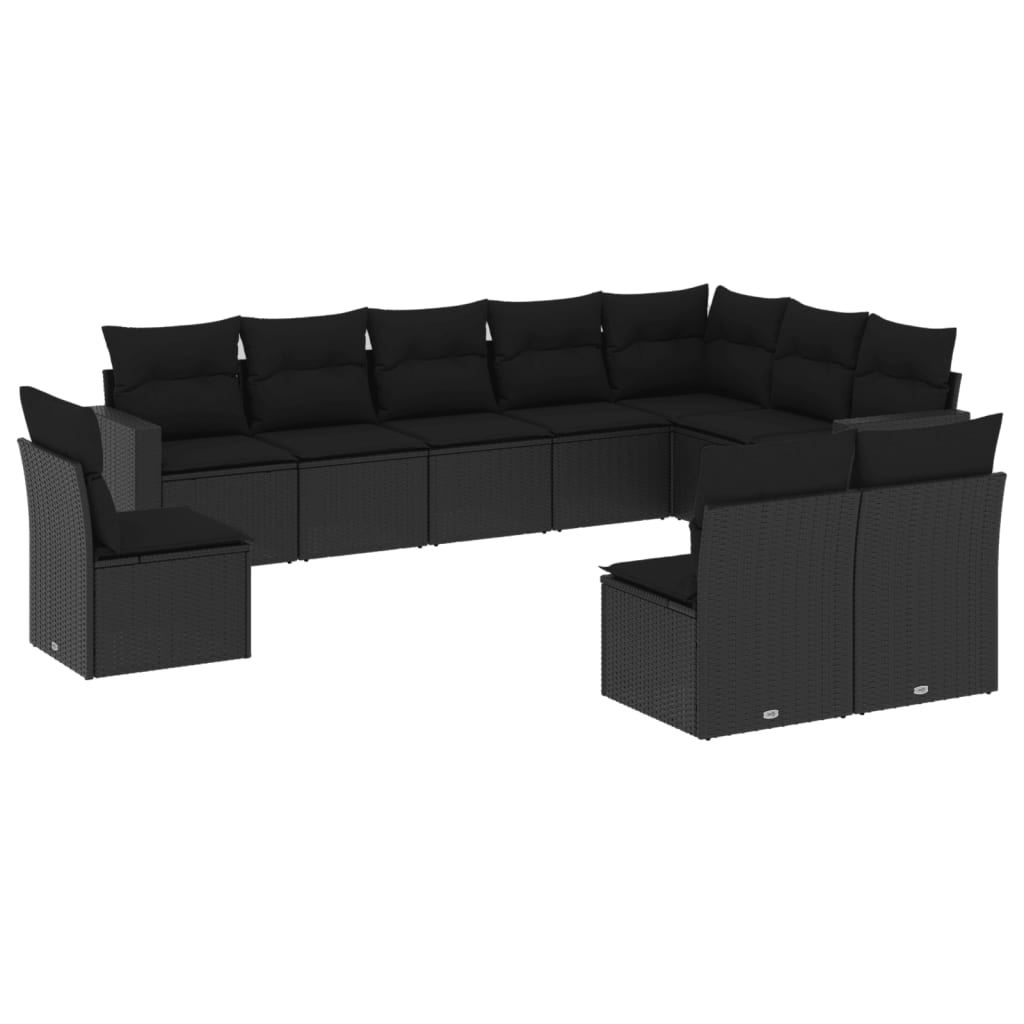 10-delige Loungeset met kussens poly rattan