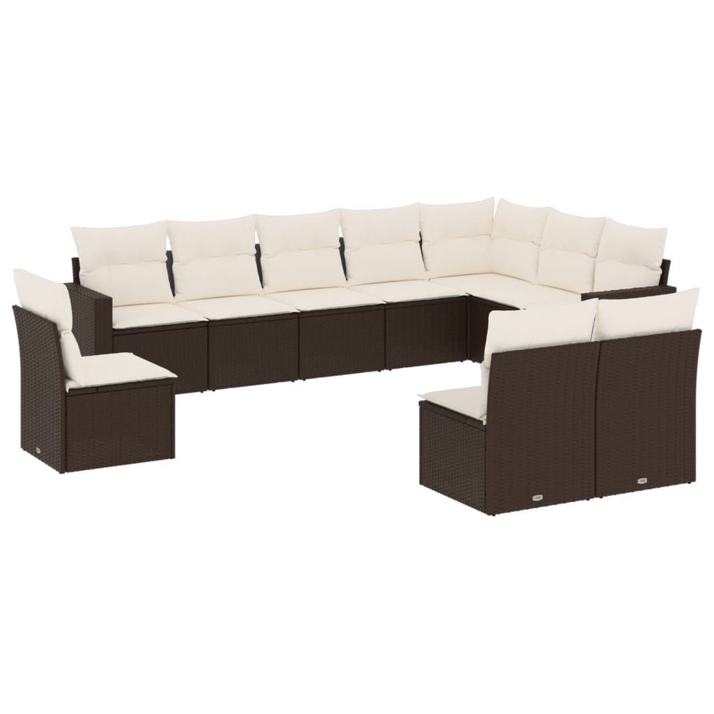 11-delige Tuinset met kussens poly rattan beige