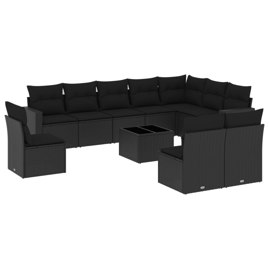 10-delige Loungeset met kussens poly rattan