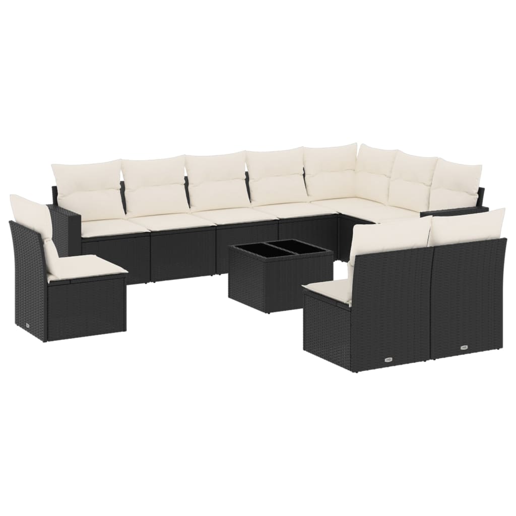 10-delige Loungeset met kussens poly rattan