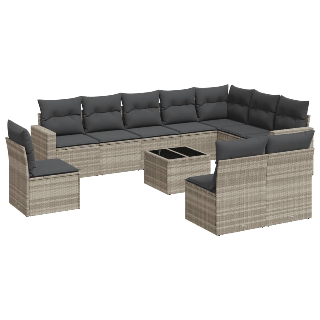 11-delige Tuinset met kussens poly rattan beige