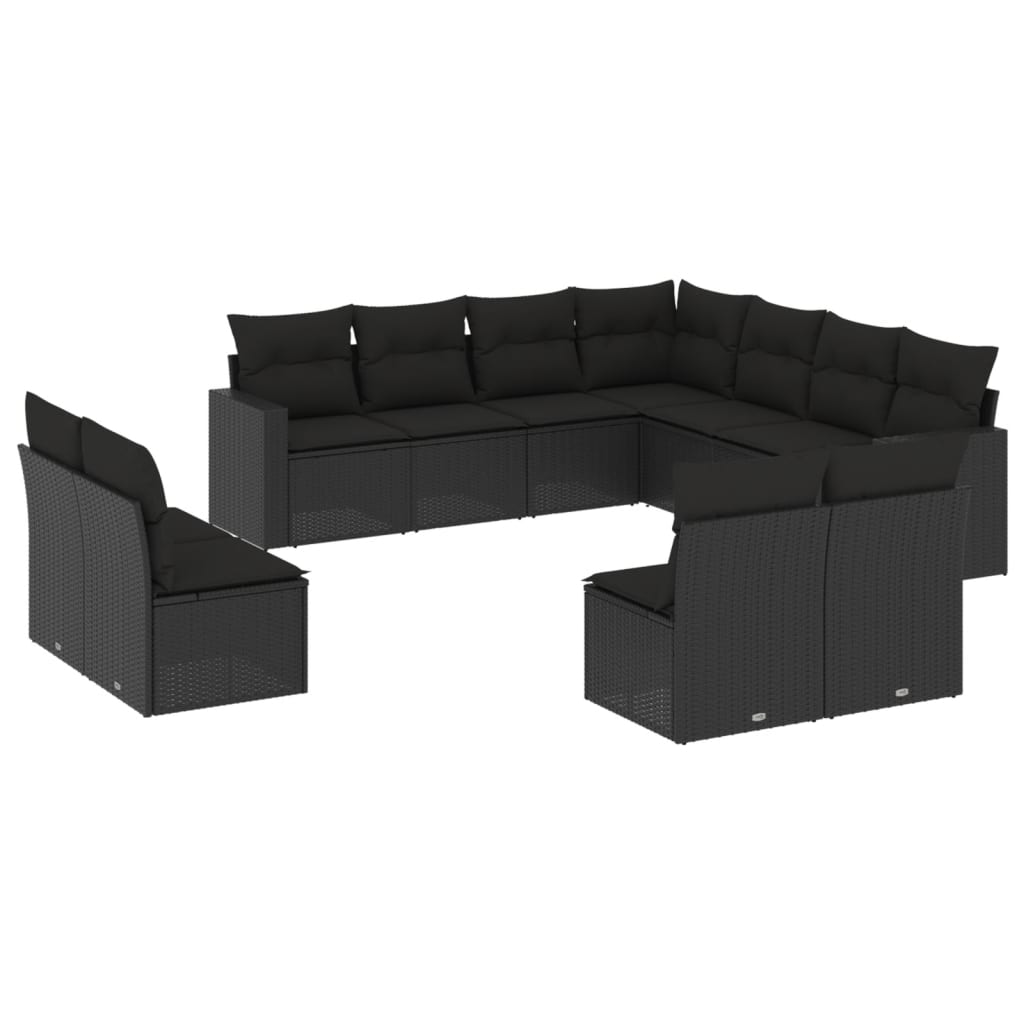 12-delige Loungeset met kussens poly rattan