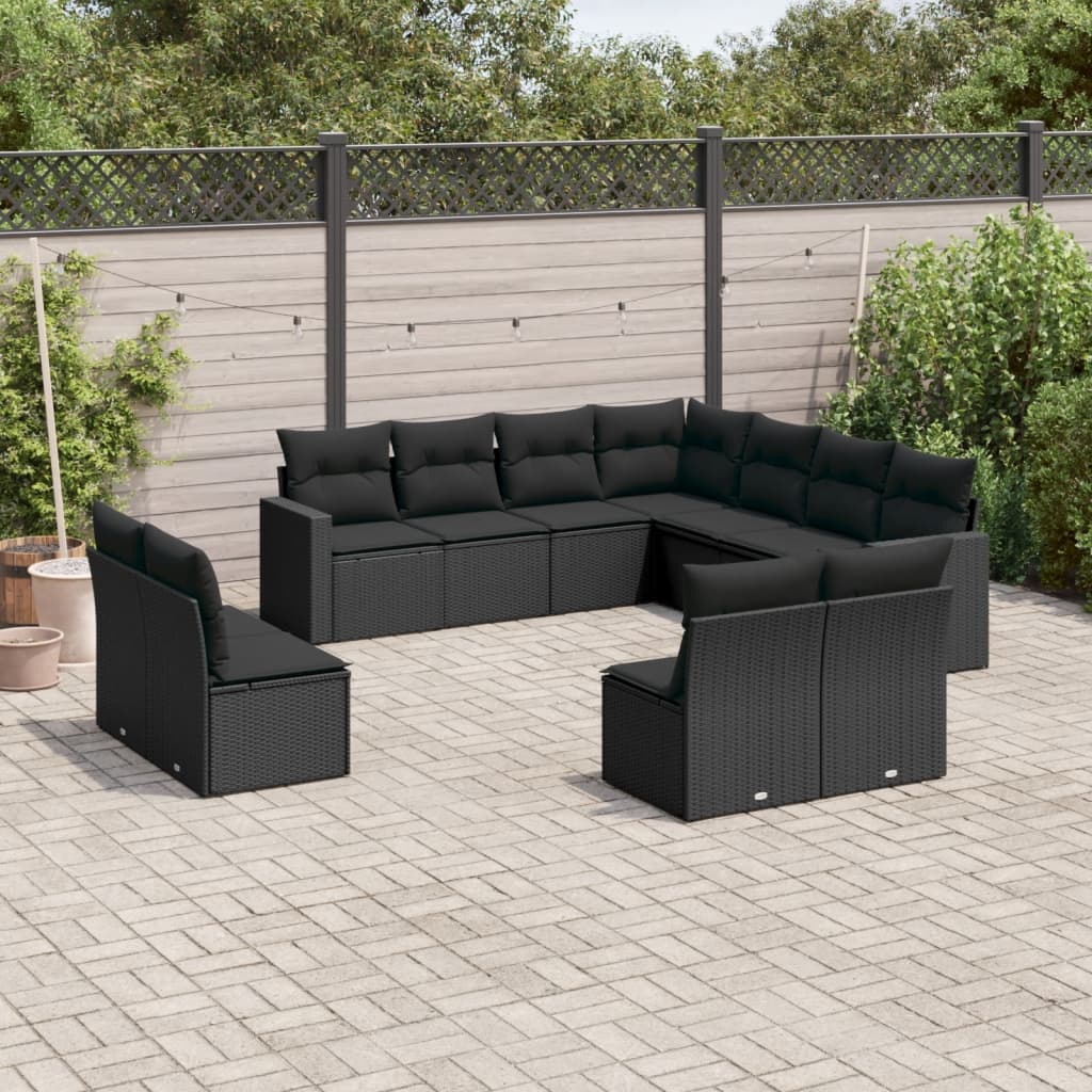 12-delige Loungeset met kussens poly rattan