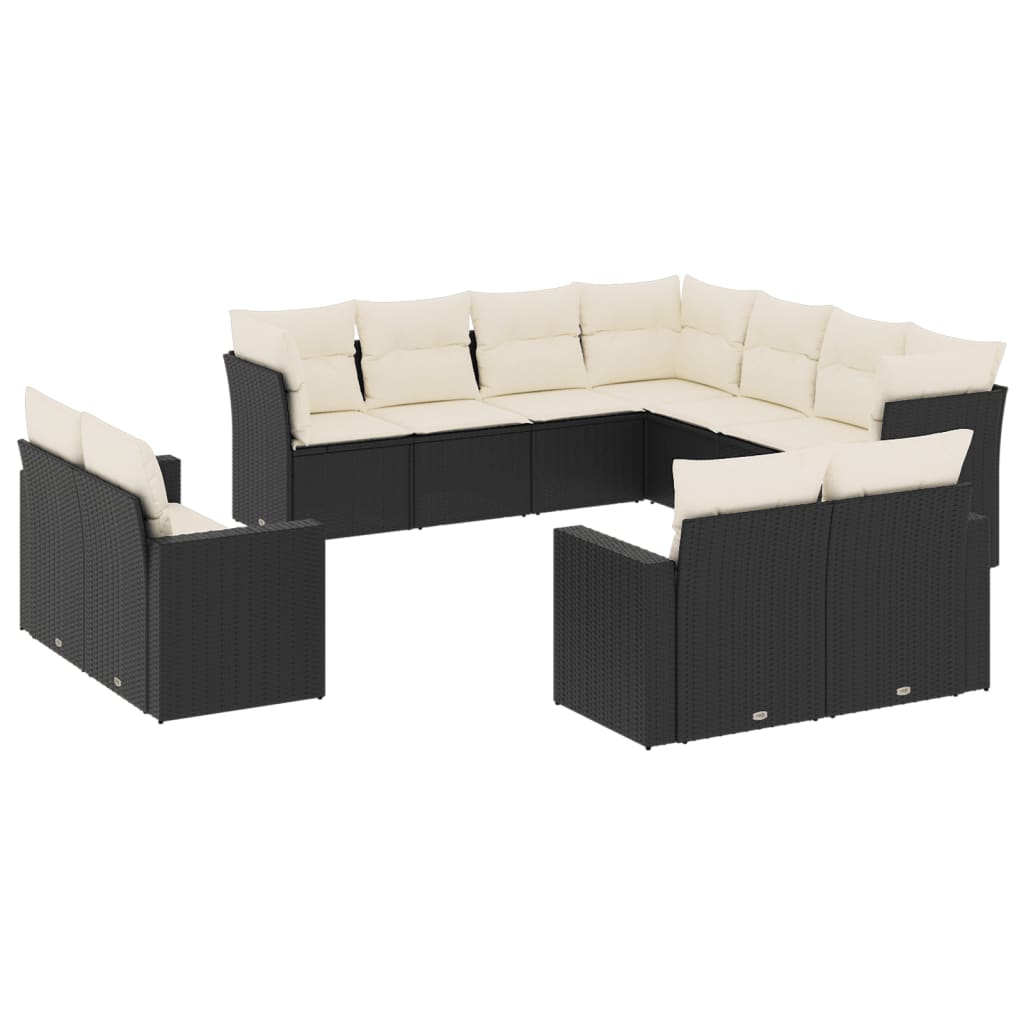 12-delige Loungeset met kussens poly rattan