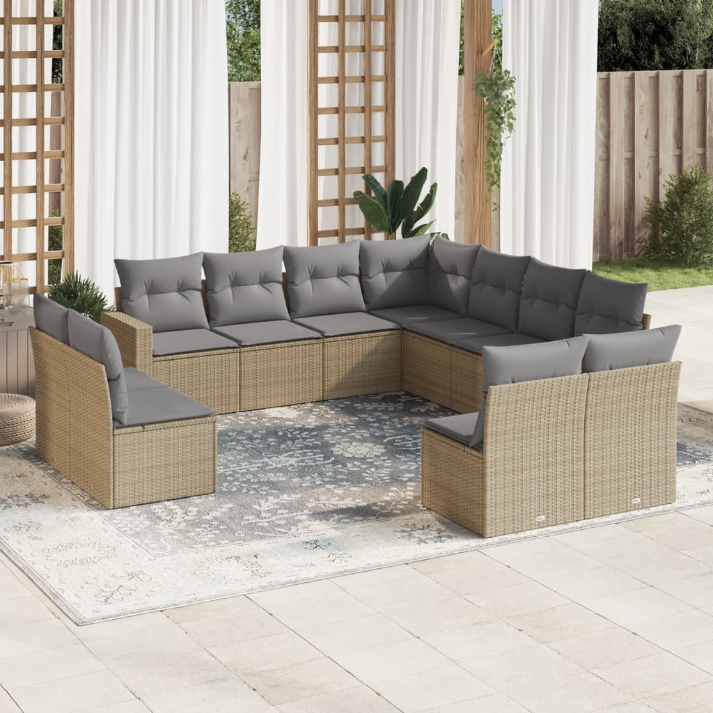 12-delige Loungeset met kussens poly rattan