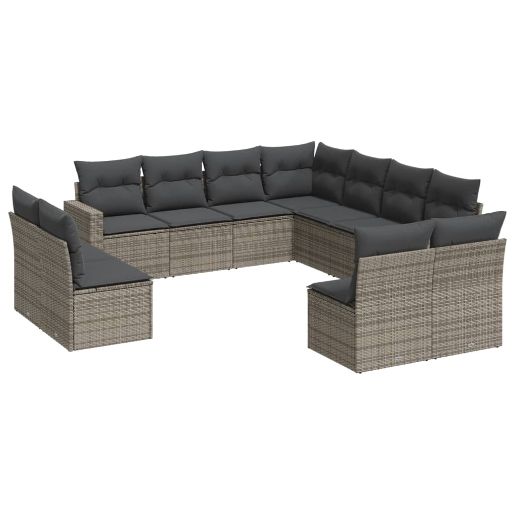 12-delige Loungeset met kussens poly rattan beige