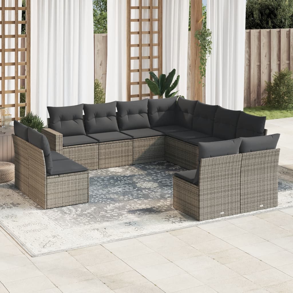 12-delige Loungeset met kussens poly rattan