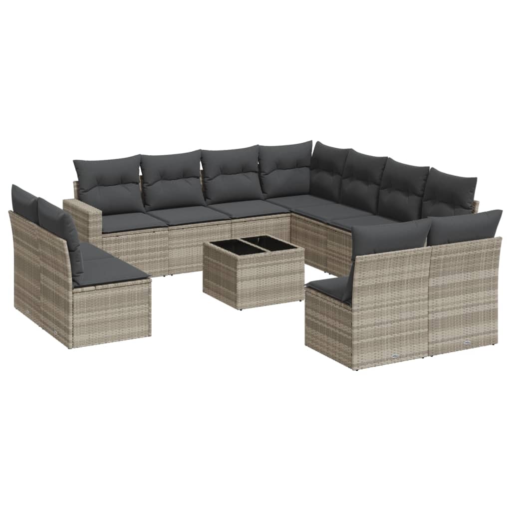 12-delige Loungeset met kussens poly rattan beige