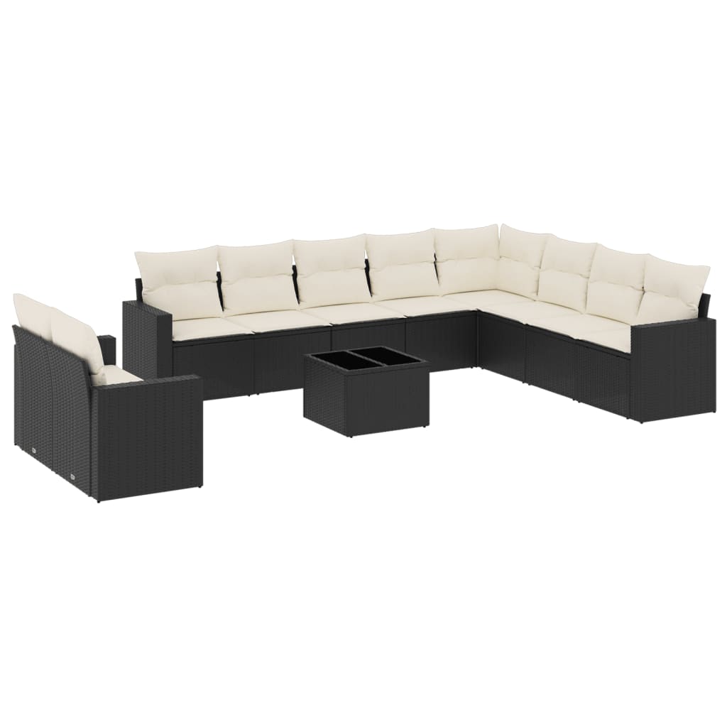 10-delige Loungeset met kussens poly rattan