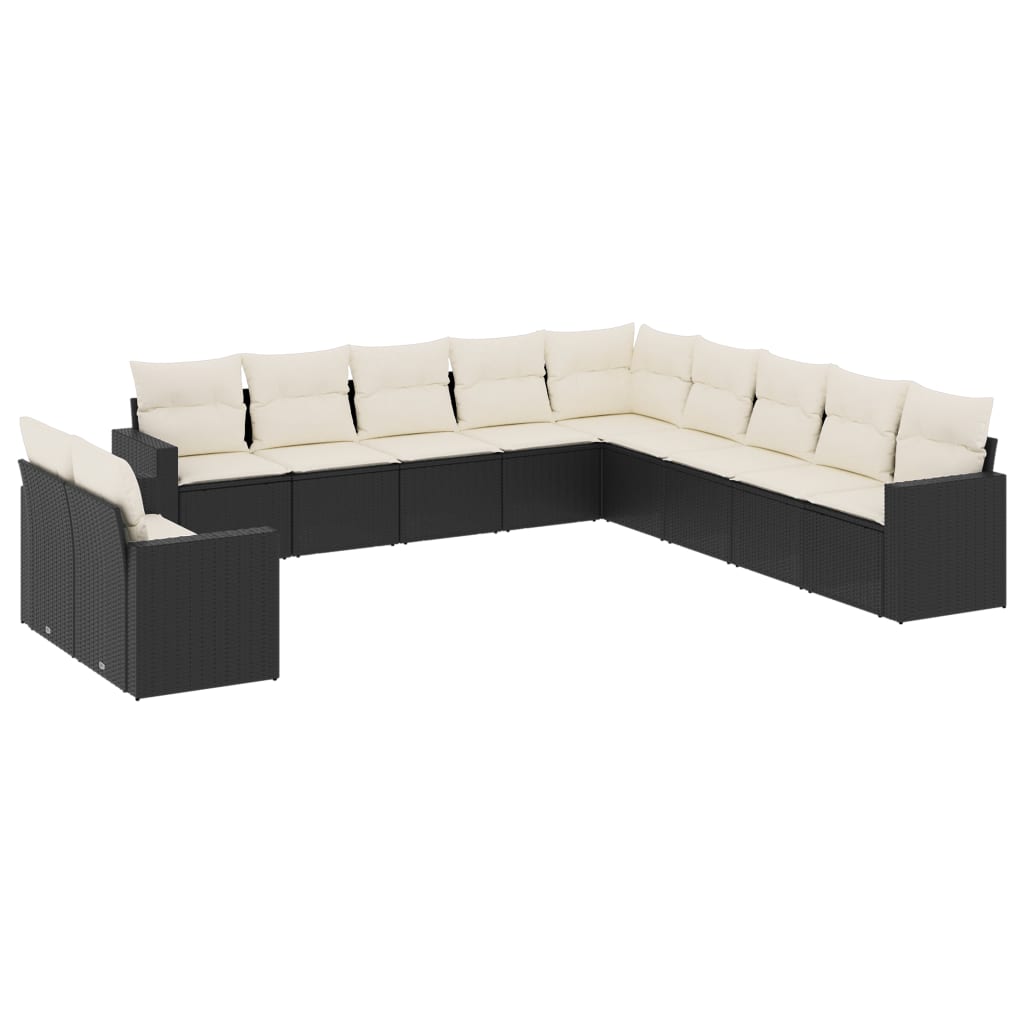 12-delige Loungeset met kussens poly rattan beige