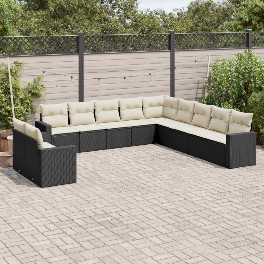 12-delige Loungeset met kussens poly rattan