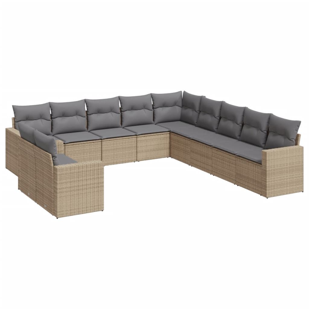 12-delige Loungeset met kussens poly rattan