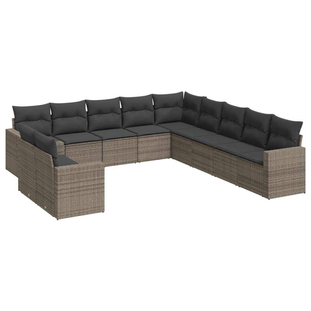 12-delige Loungeset met kussens poly rattan