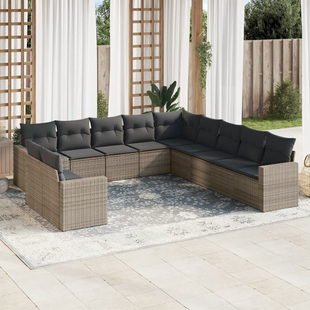 12-delige Loungeset met kussens poly rattan