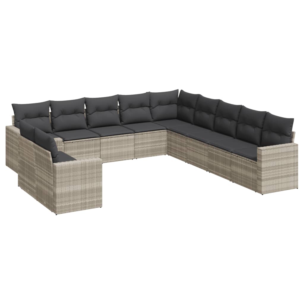 12-delige Loungeset met kussens poly rattan beige