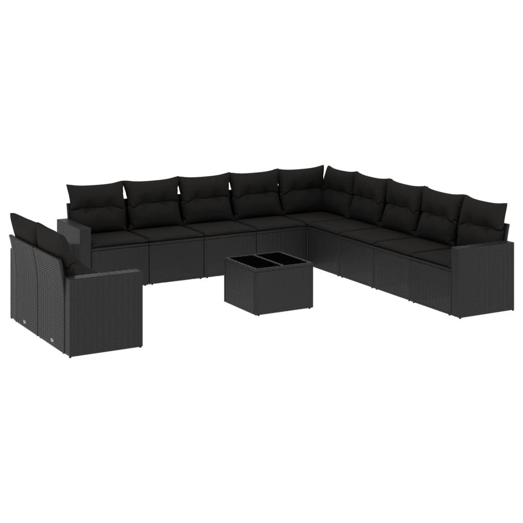 12-delige Loungeset met kussens poly rattan