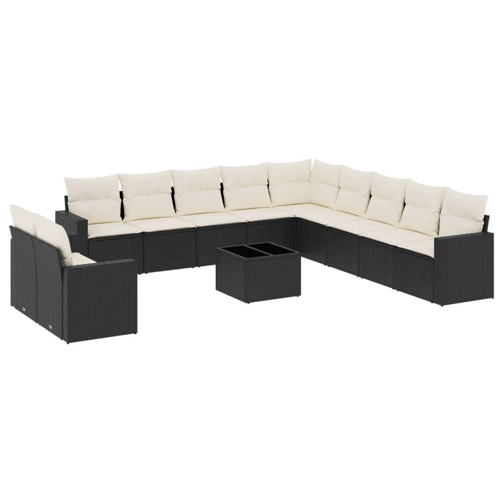 12-delige Loungeset met kussens poly rattan