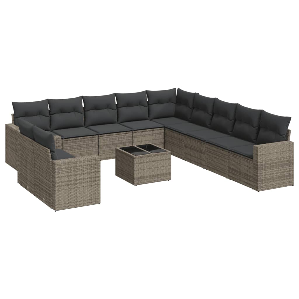 12-delige Loungeset met kussens poly rattan