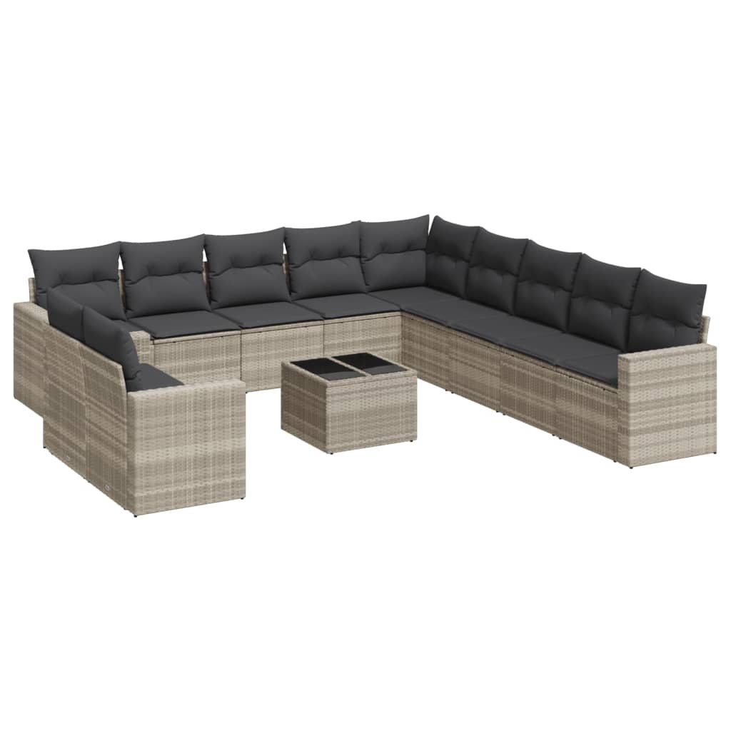 12-delige Loungeset met kussens poly rattan beige