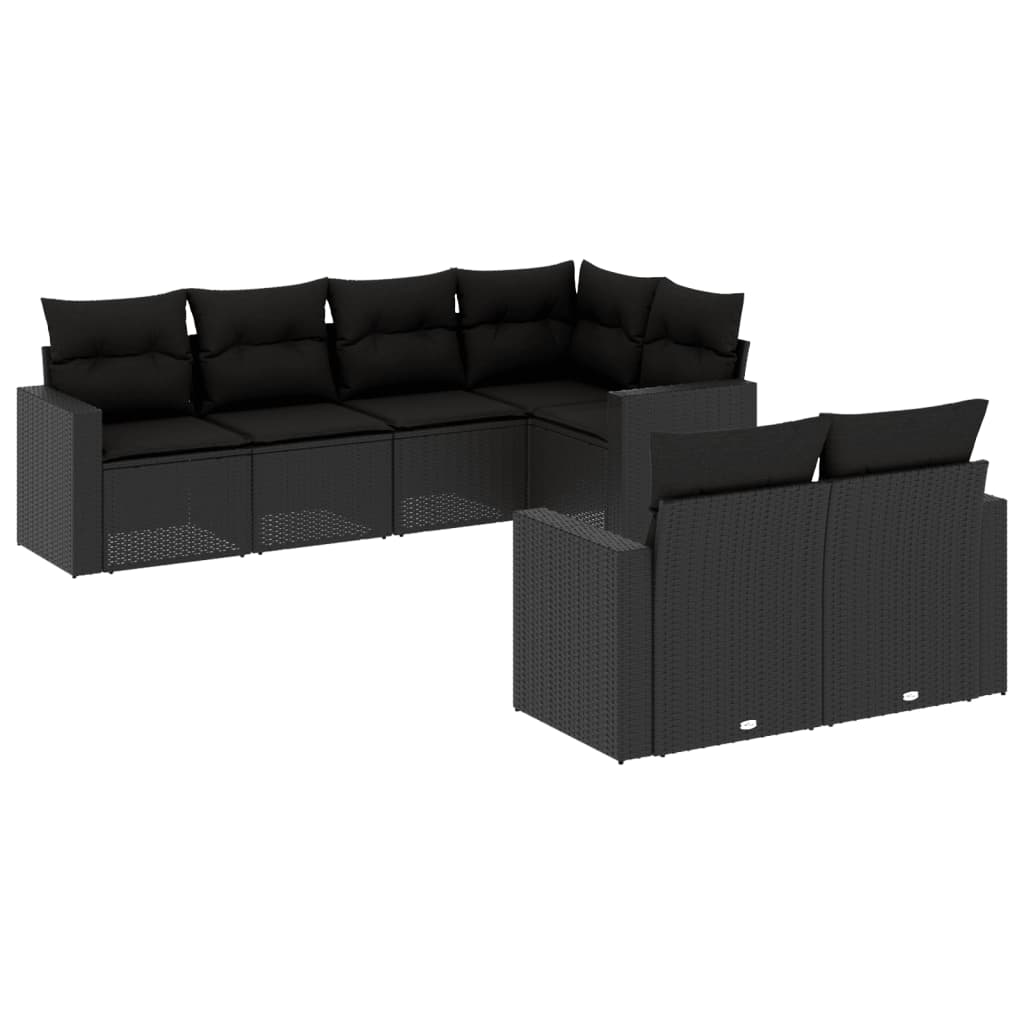 7-delige Loungeset met kussens poly rattan