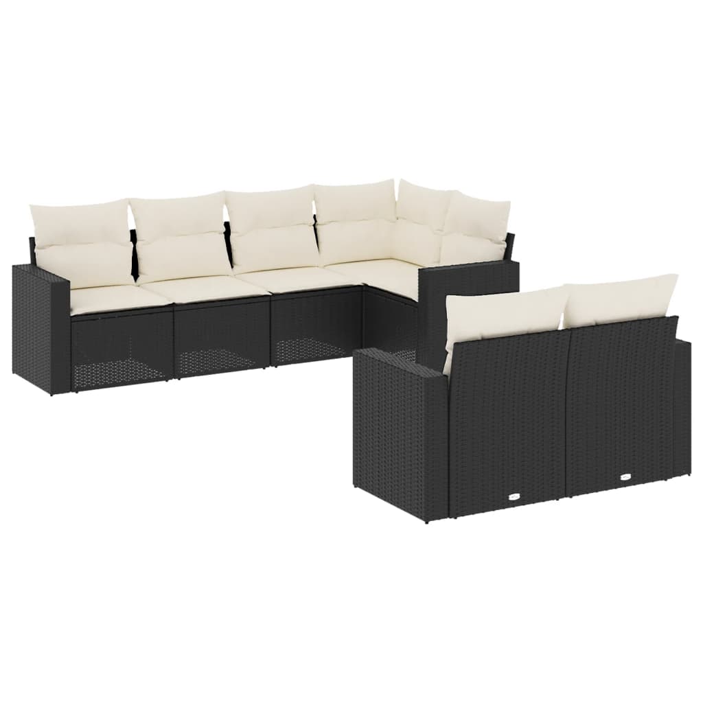 7-delige Loungeset met kussens poly rattan