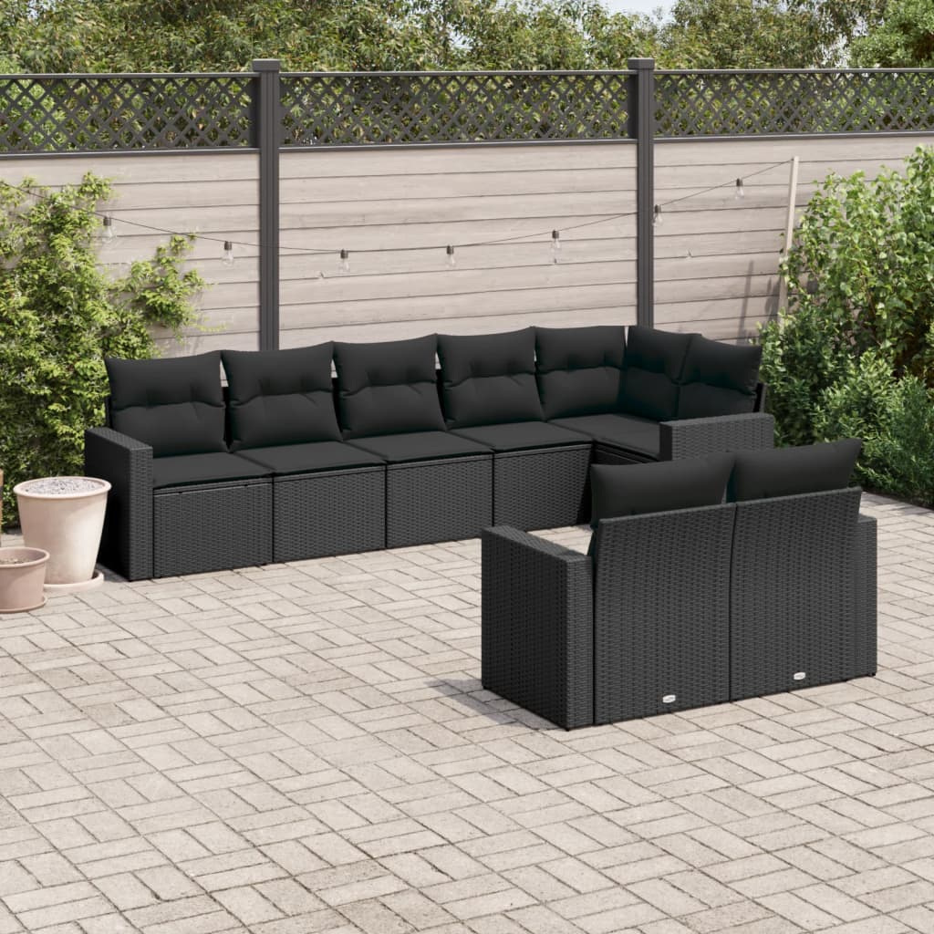 9-delige Loungeset met kussens poly rattan