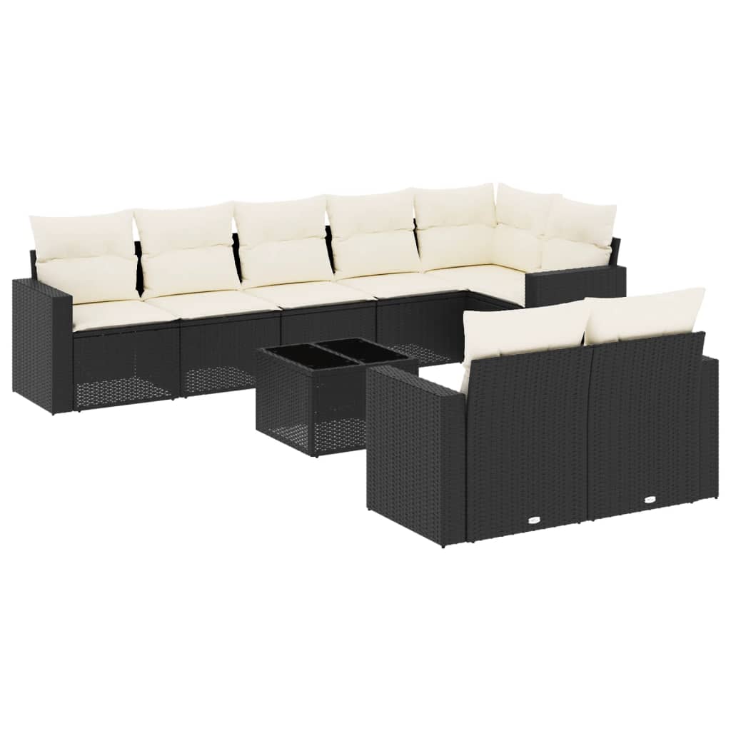 9-delige Loungeset met kussens poly rattan