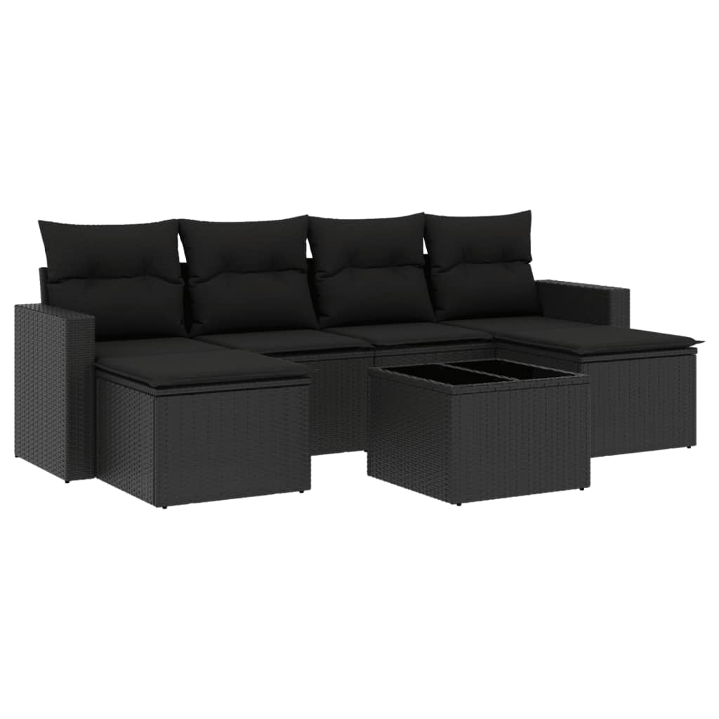 6-delige Loungeset met kussens poly rattan