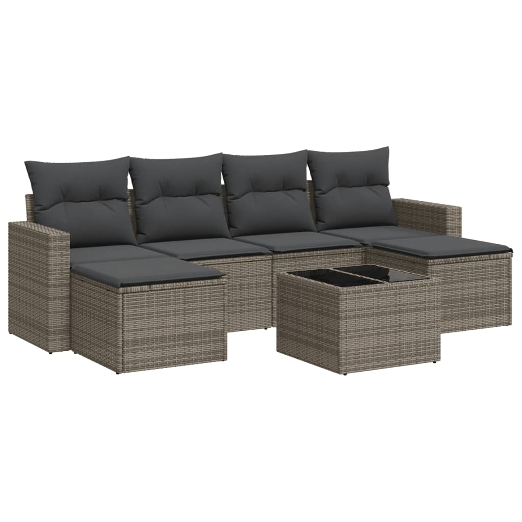 6-delige Loungeset met kussens poly rattan