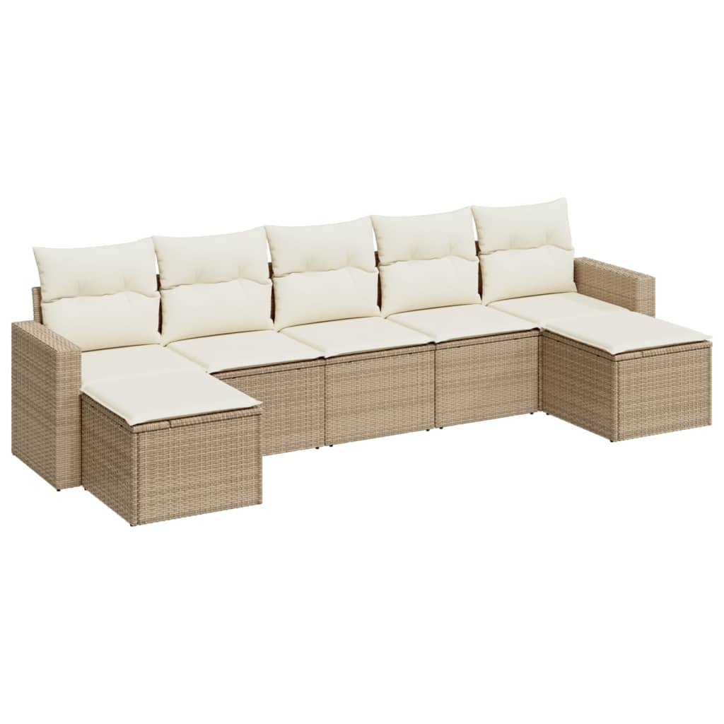 7-delige Loungeset met kussens poly rattan