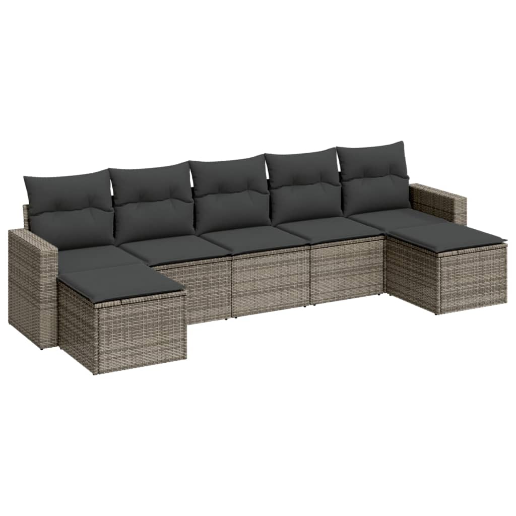 7-delige Loungeset met kussens poly rattan