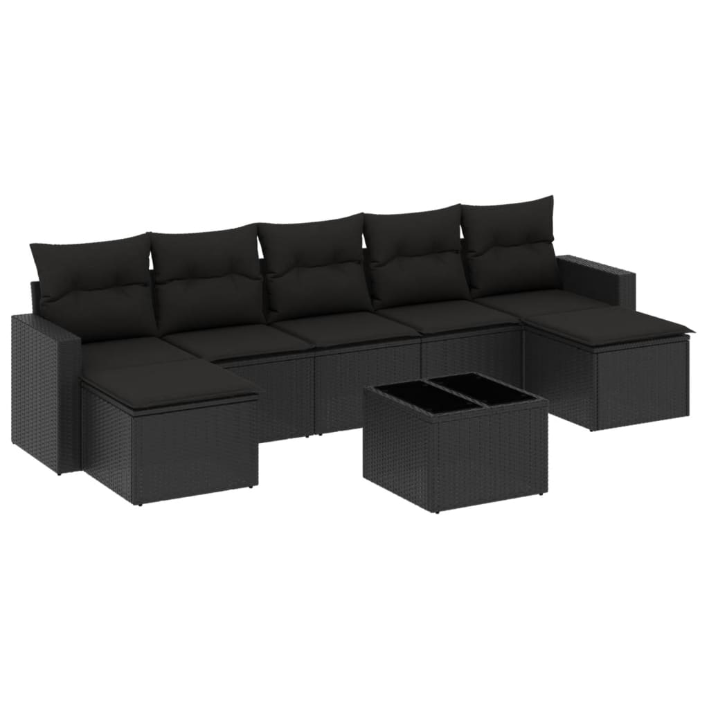 7-delige Loungeset met kussens poly rattan