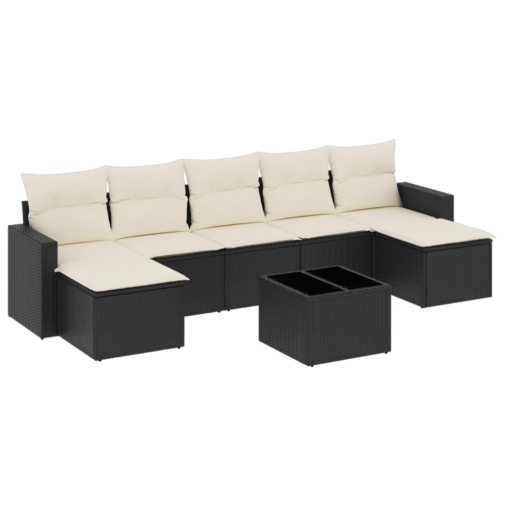 7-delige Loungeset met kussens poly rattan