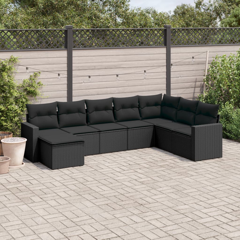 9-delige Loungeset met kussens poly rattan