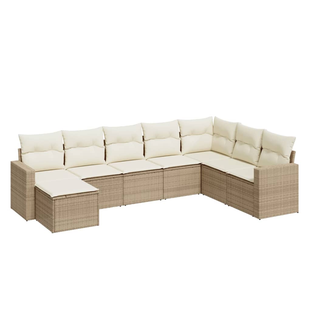 9-delige Loungeset met kussens poly rattan