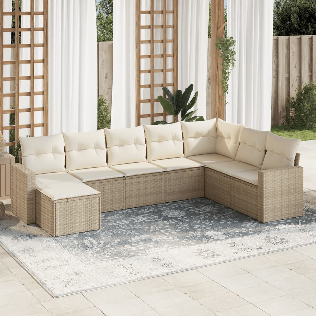 9-delige Loungeset met kussens poly rattan