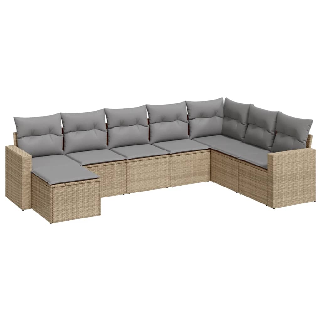 9-delige Loungeset met kussens poly rattan