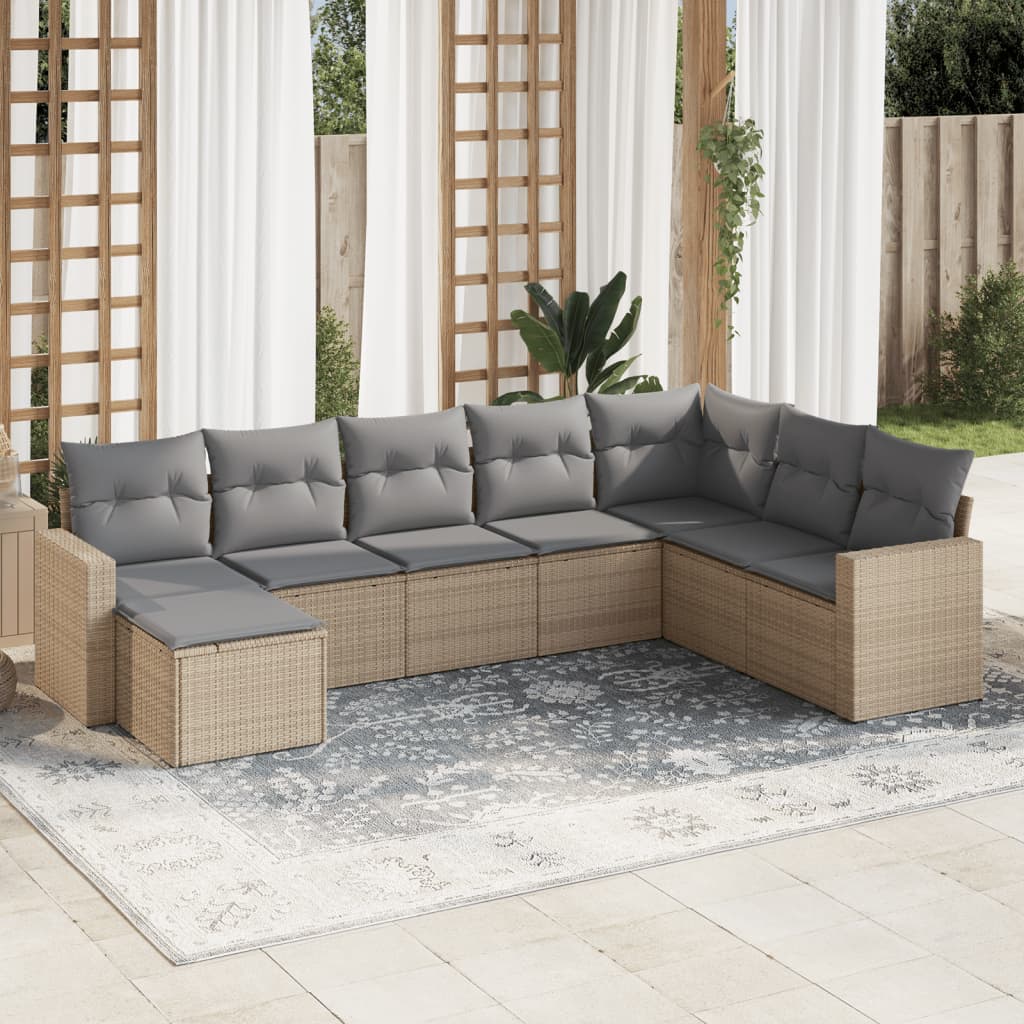 9-delige Loungeset met kussens poly rattan