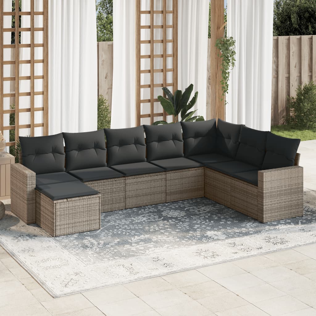 9-delige Loungeset met kussens poly rattan