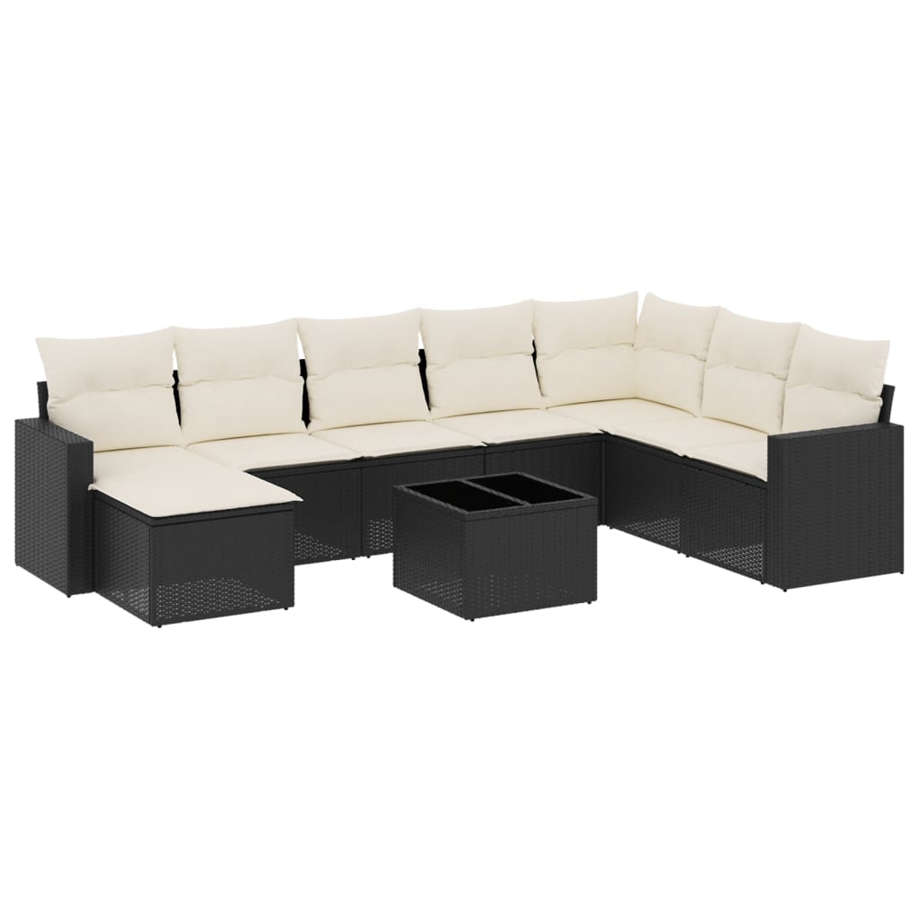 9-delige Loungeset met kussens poly rattan