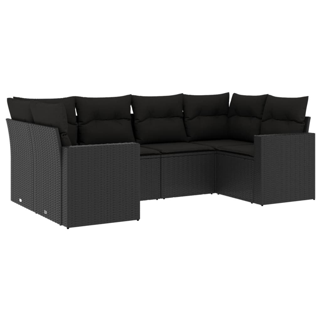 6-delige Loungeset met kussens poly rattan