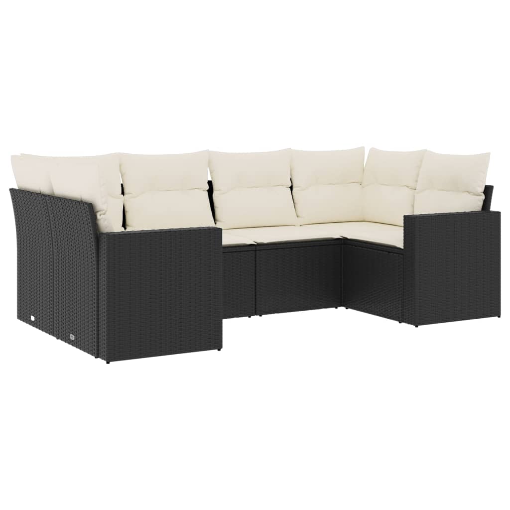 6-delige Loungeset met kussens poly rattan